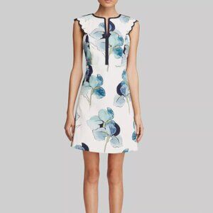 Tory Burch Edith Floral Sleeveless A-Line Shift Dress Watercolor Iris sz 8